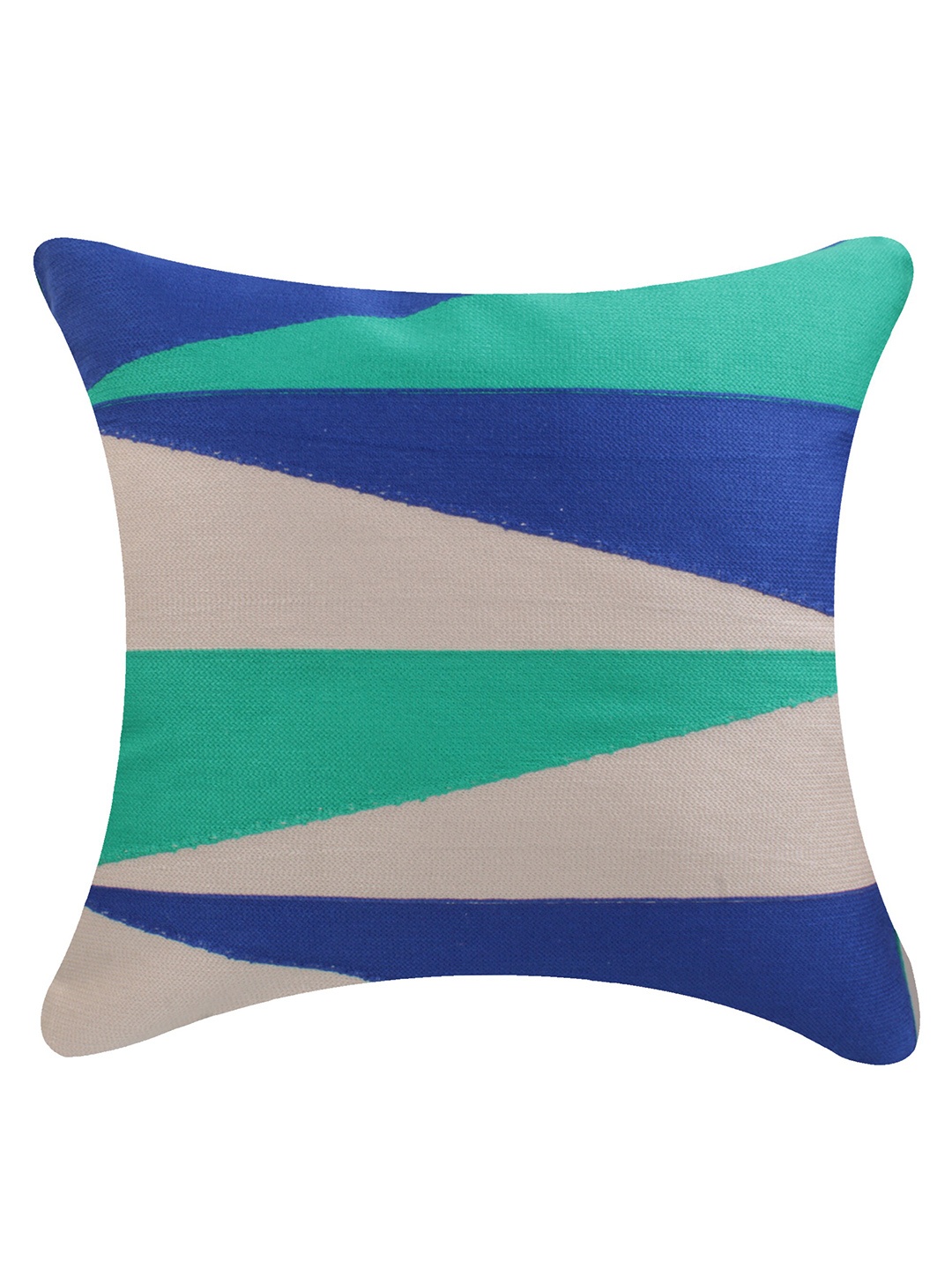 

CASMIR Blue & Green Geometric Square Cushion Cover