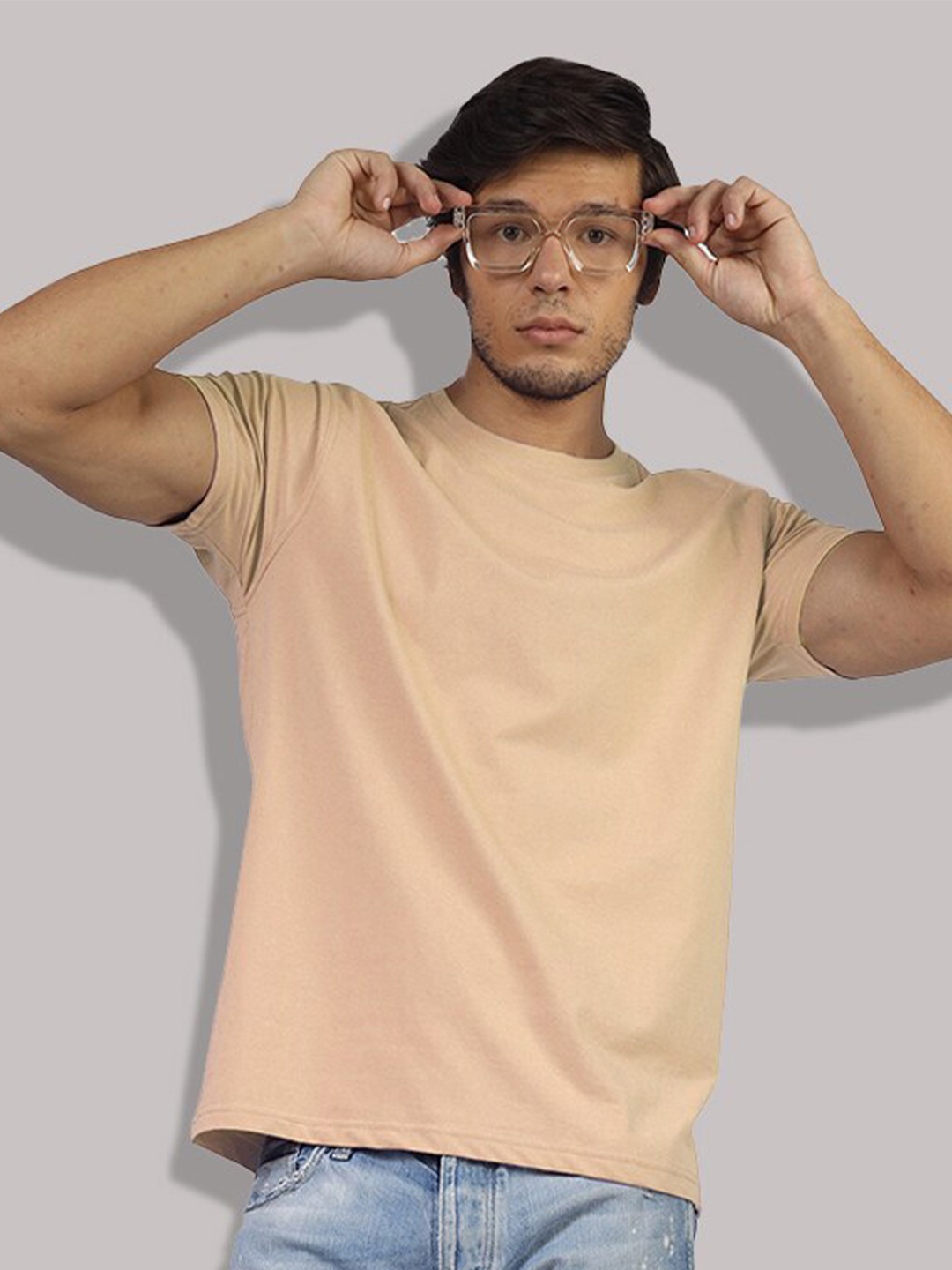 

Greylongg Round Neck Short Sleeves T-shirt, Beige