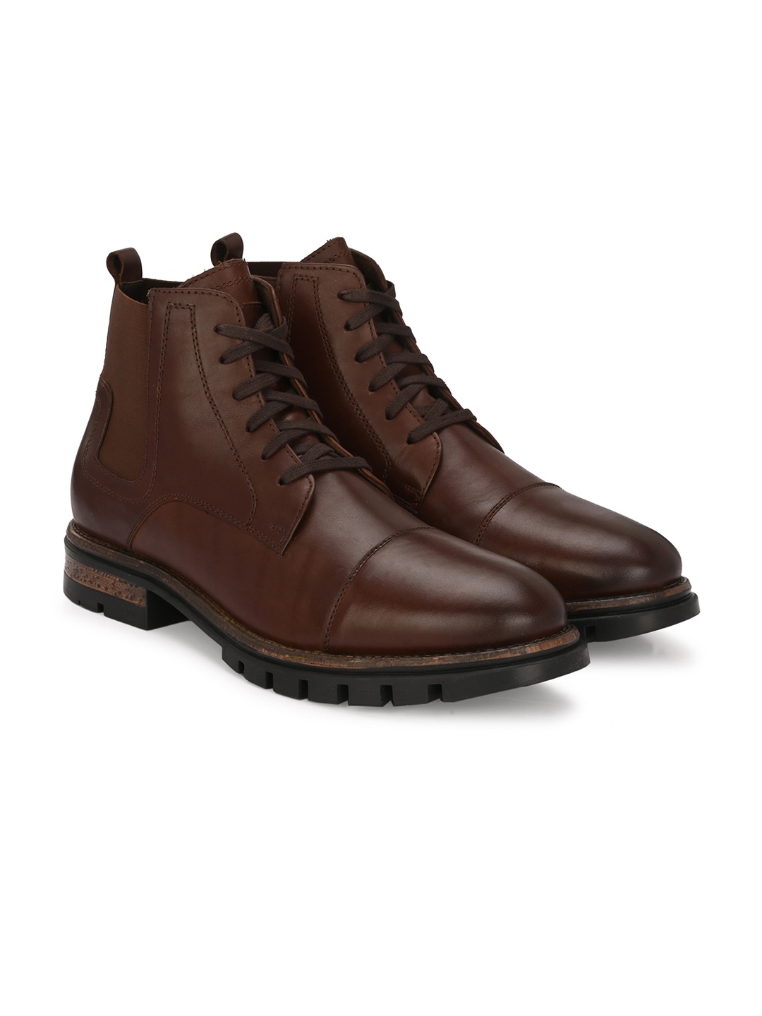 

Delize Men Lace-Up Mid-Top Regular Boots, Brown