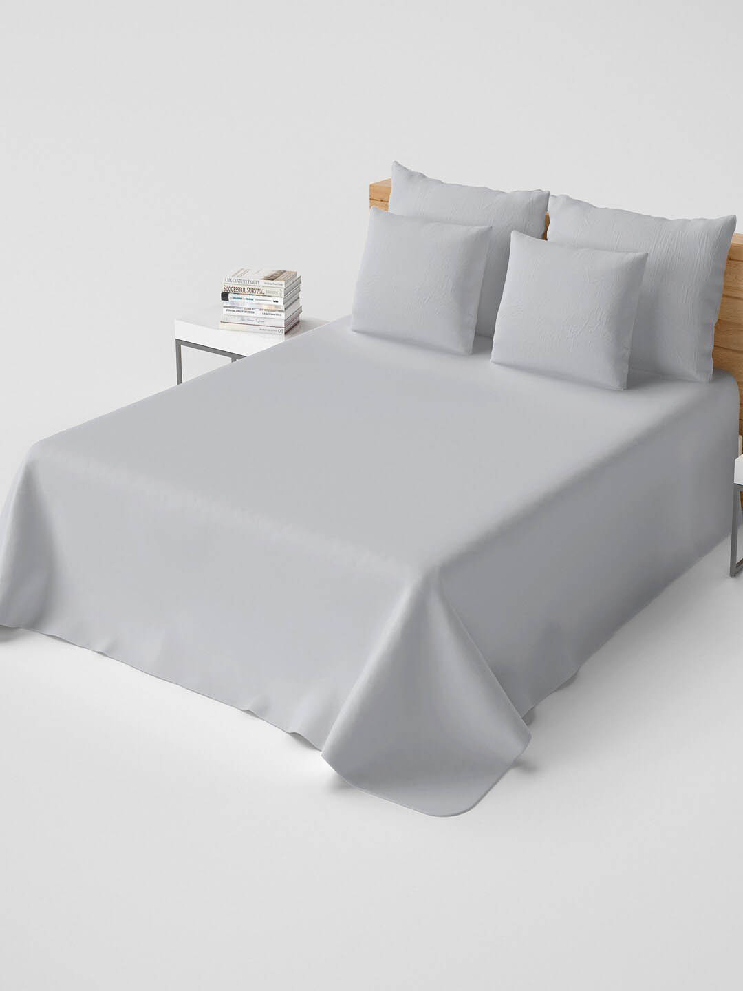 

Himeya Grey Solid Pure Cotton 200 TC Fitted King Bedsheet