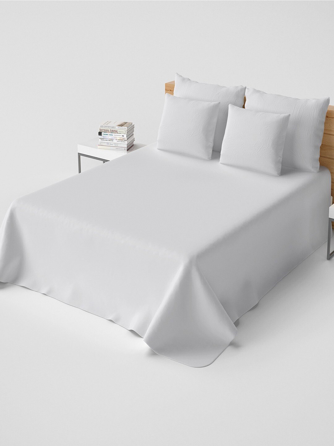 

Himeya White Cotton 200 TC King Bedsheet