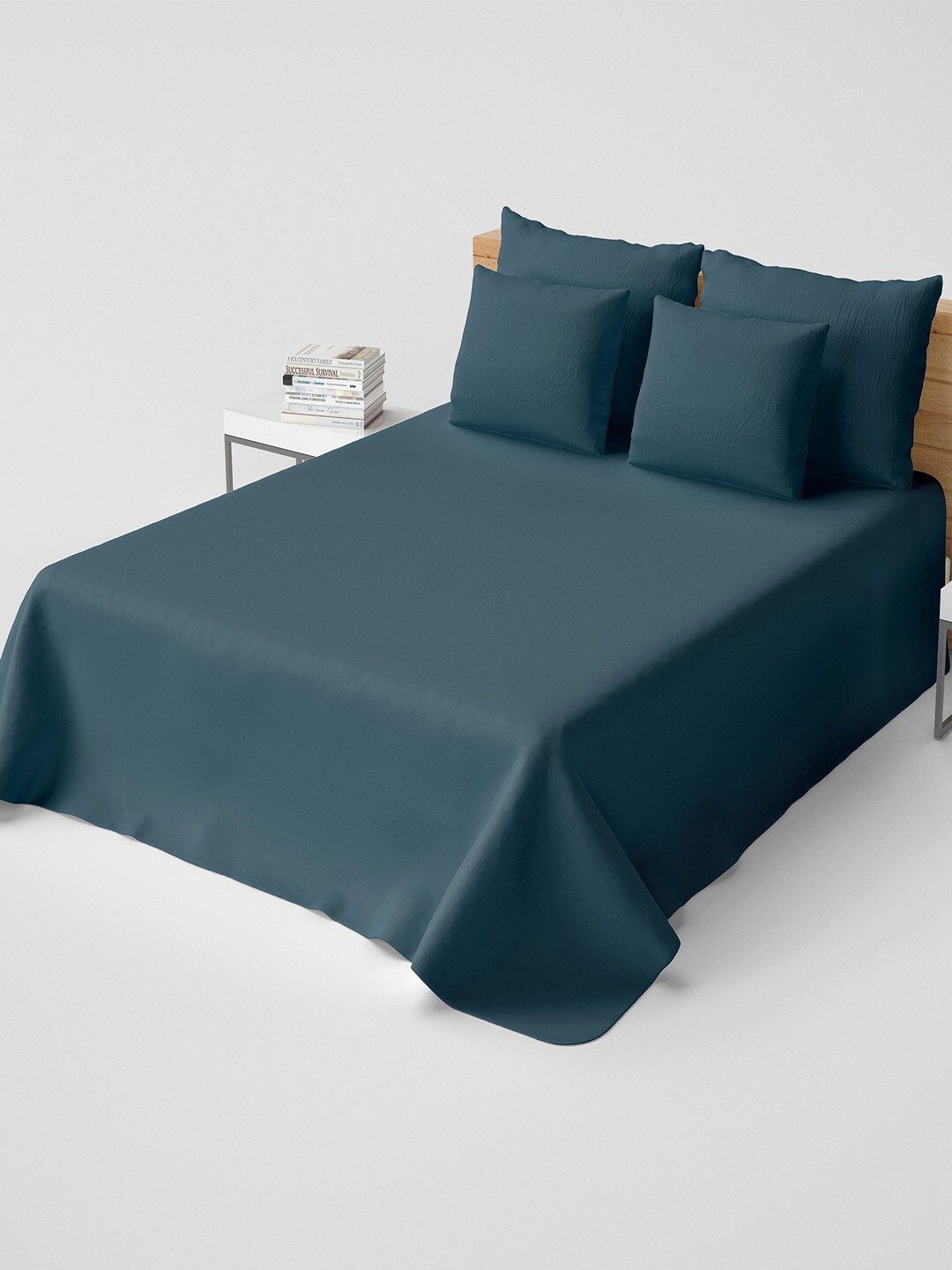 

Himeya Blue Cotton 400 TC Fitted King Bedsheet