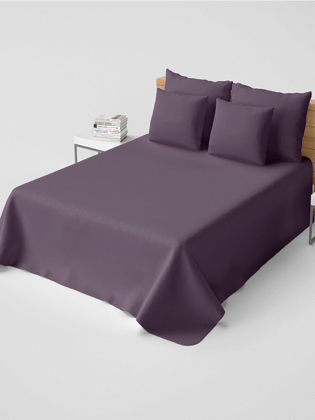 

Himeya Purple 200 TC Cotton Single Bedsheet with Pillow Cover