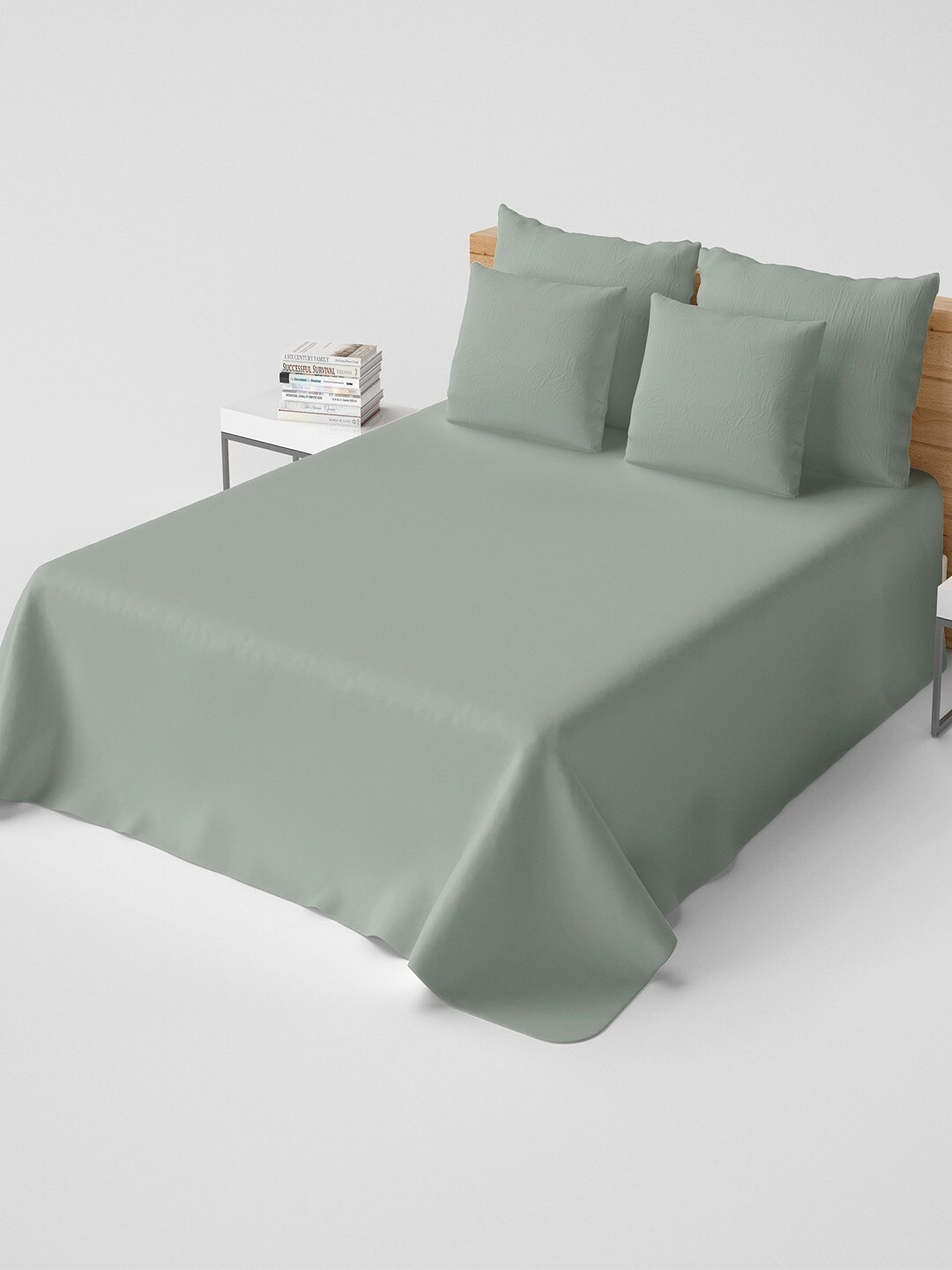 

Himeya PERCALE Green Cotton 200 TC Single Bedsheet with Pillow Cover
