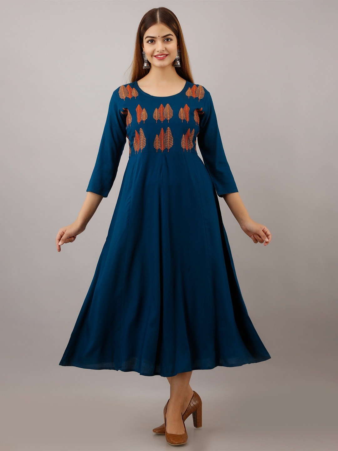 

SHOOLIN Ethnic Motifs Yoke Design Anarkali Kurta, Blue
