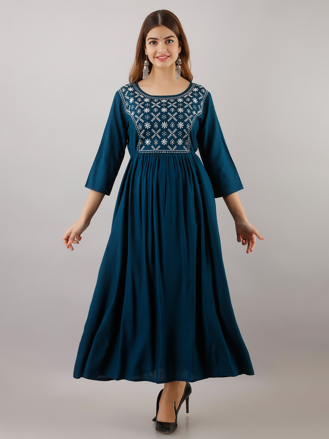 

SHOOLIN Embroidered A-Line Kurta, Blue