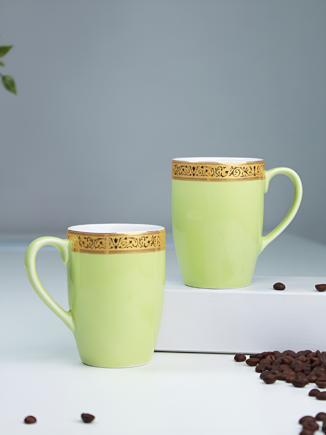 

Vola Global LLP Scarlet Lime Green 2 pieces Porcelain Glossy Cups 230 ML Each