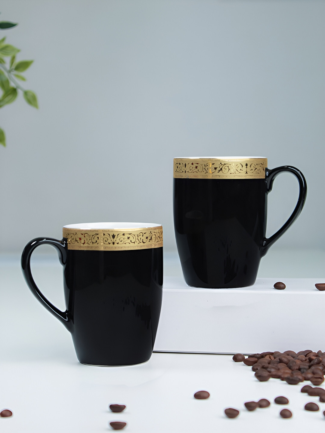 

Vola Global LLP Scarlet Black 2 pieces Porcelain Glossy Cups 230 ML Each