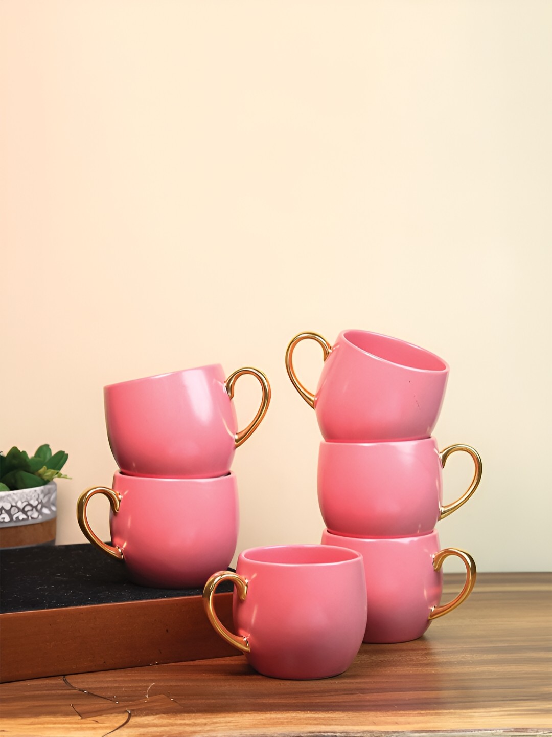 

Vola Global LLP Bloom Pink 6 Pieces Porcelain Matte Cups 220 ML Each