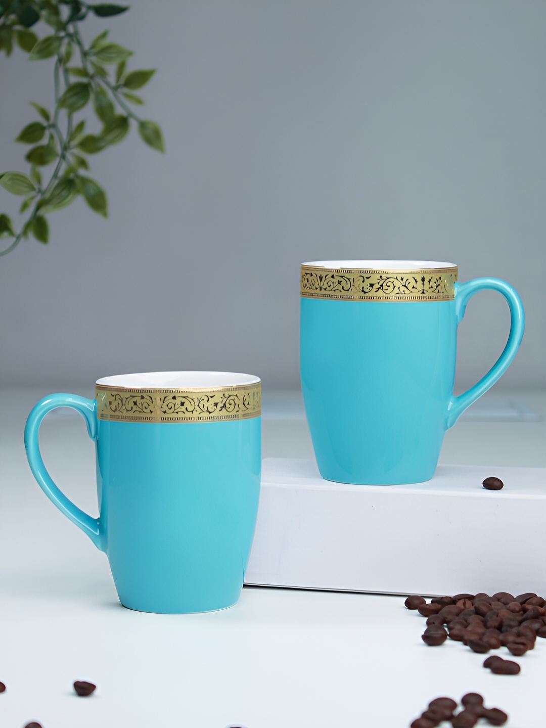 Vola Global LLP Scarlet Blue 2 pieces Porcelain Glossy Cups 230 ML Each