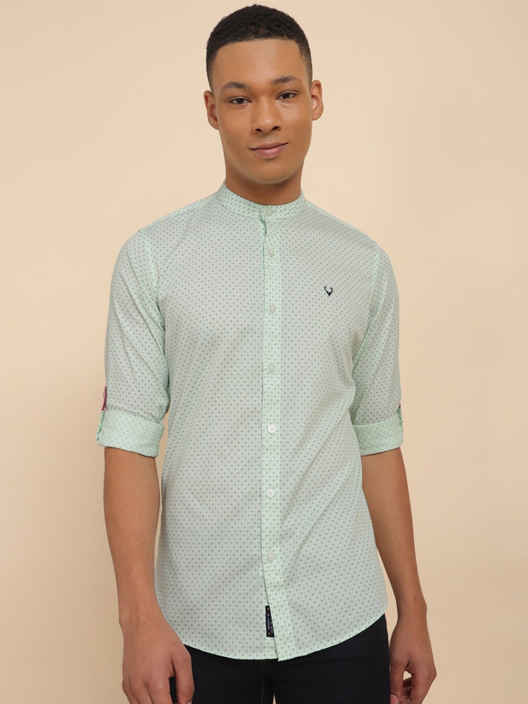 

Allen Solly Micro Ditsy Printed Pure Cotton Casual Shirt, Sea green