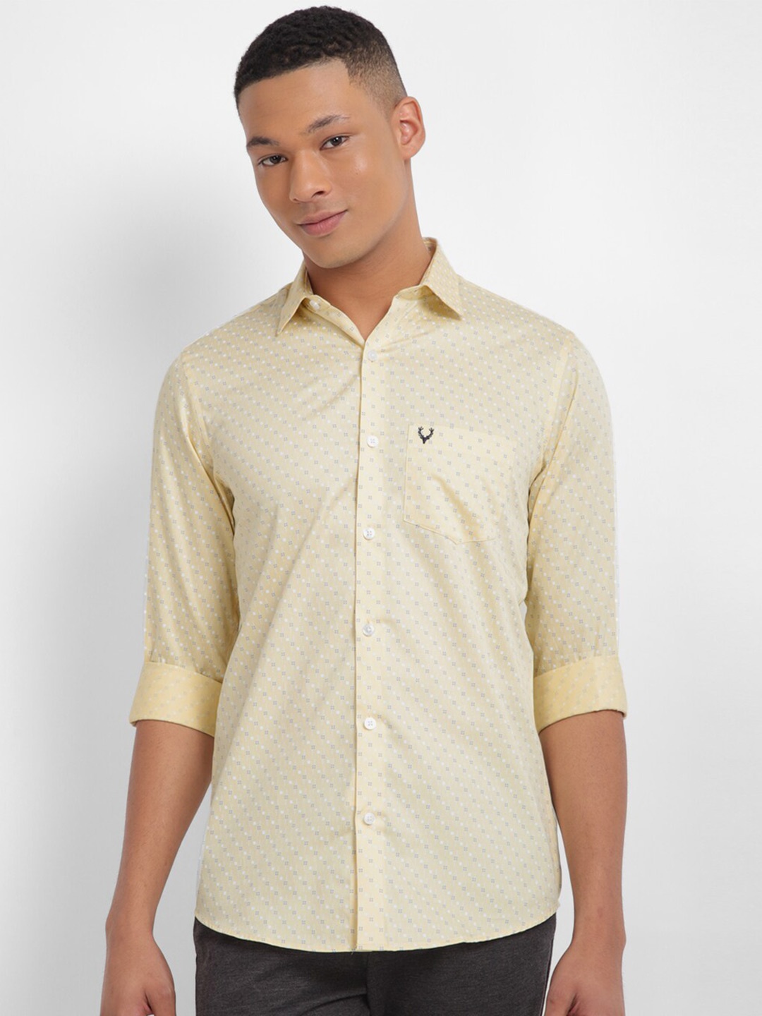 

Allen Solly Slim Fit Micro Ditsy Printed Pure Cotton Casual Shirt, Yellow
