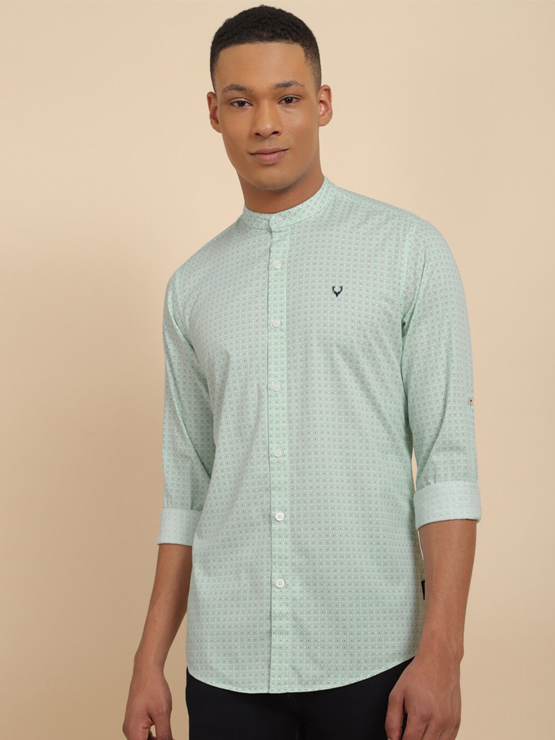 

Allen Solly Micro Ditsy Printed Pure Cotton Casual Shirt, Sea green