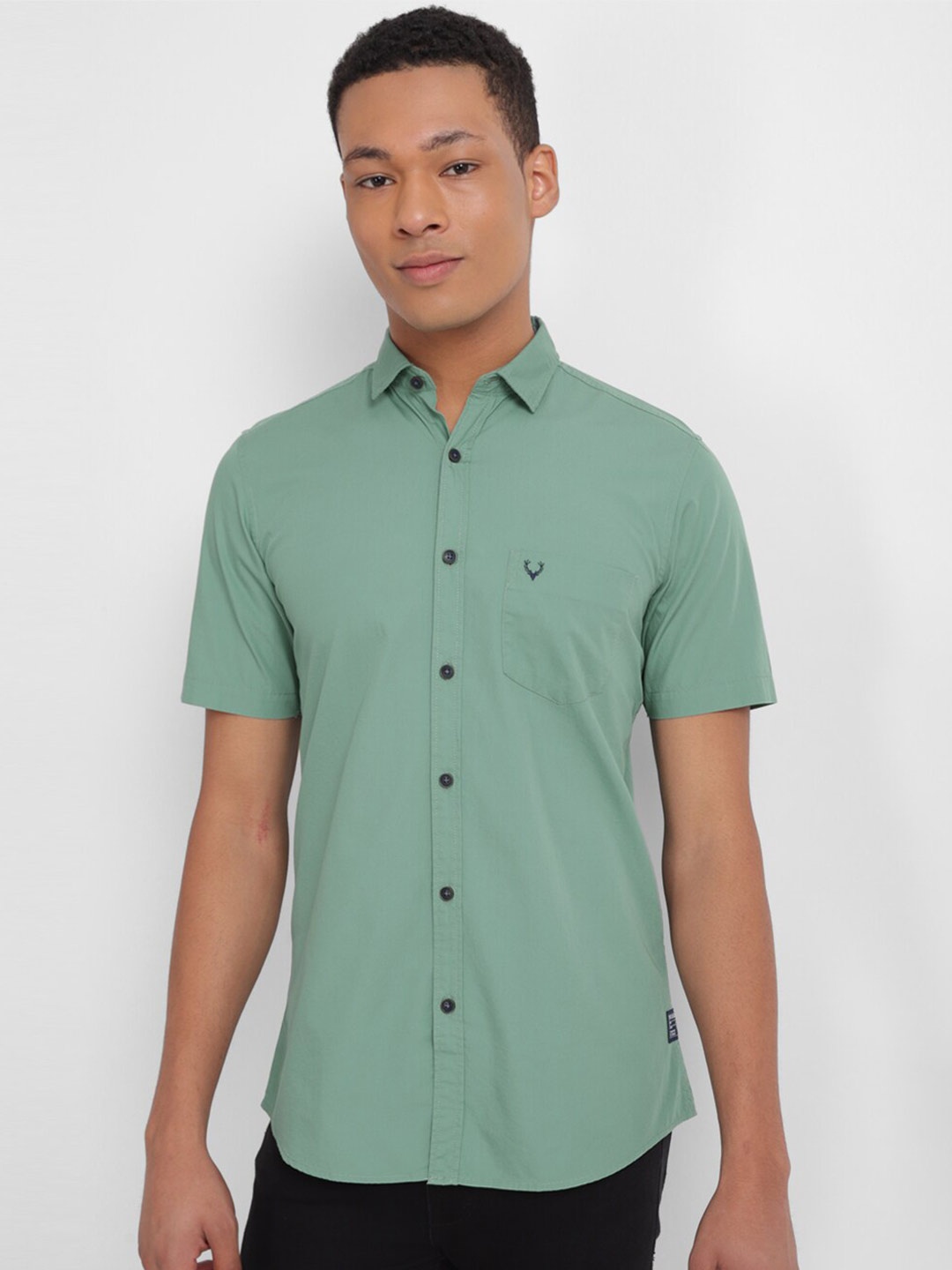 

Allen Solly Short Sleeves Pure Cotton Casual Shirt, Green