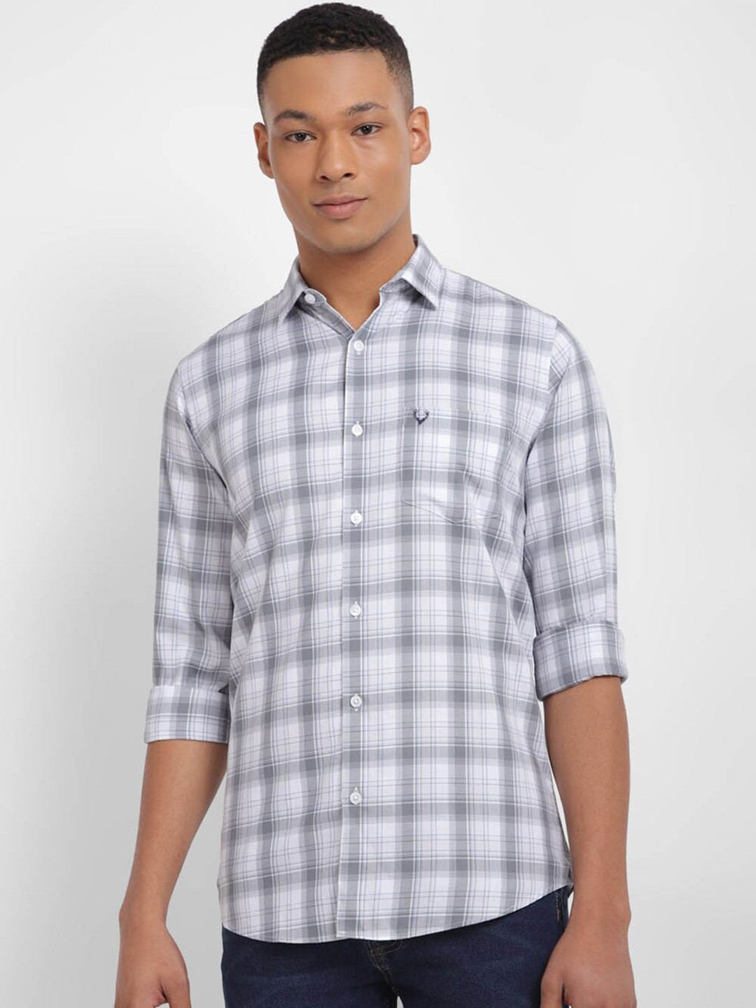 

Allen Solly Slim Fit Checked Pure Cotton Casual Shirt, White