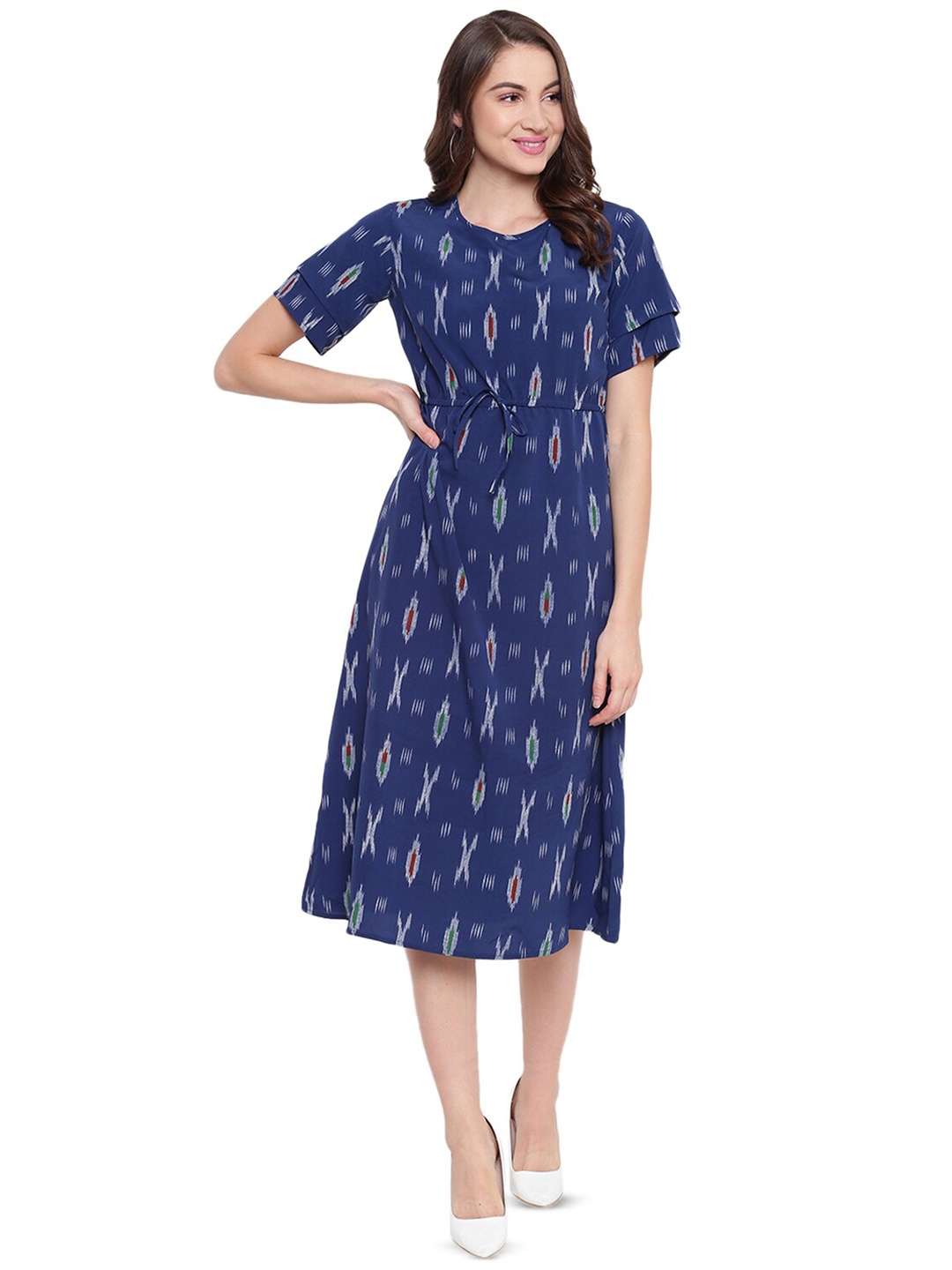 

DressBerry Ethnic Motifs Printed A-Line Dress, Blue
