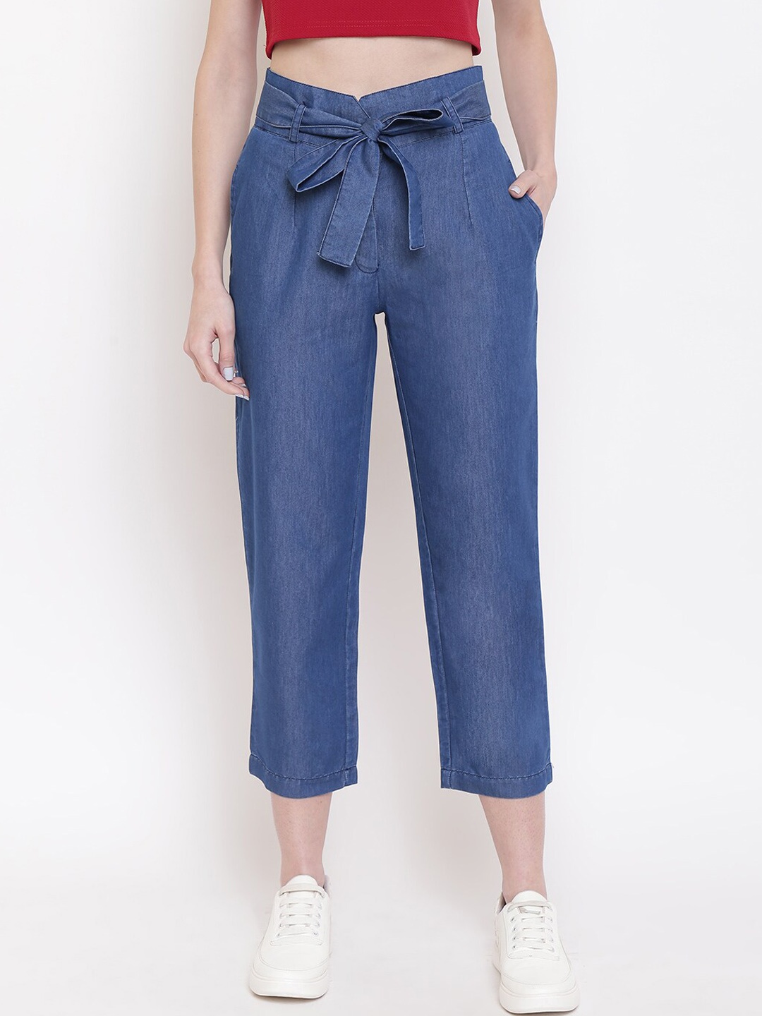

DressBerry Women Blue Mid-Rise Cotton Trousers