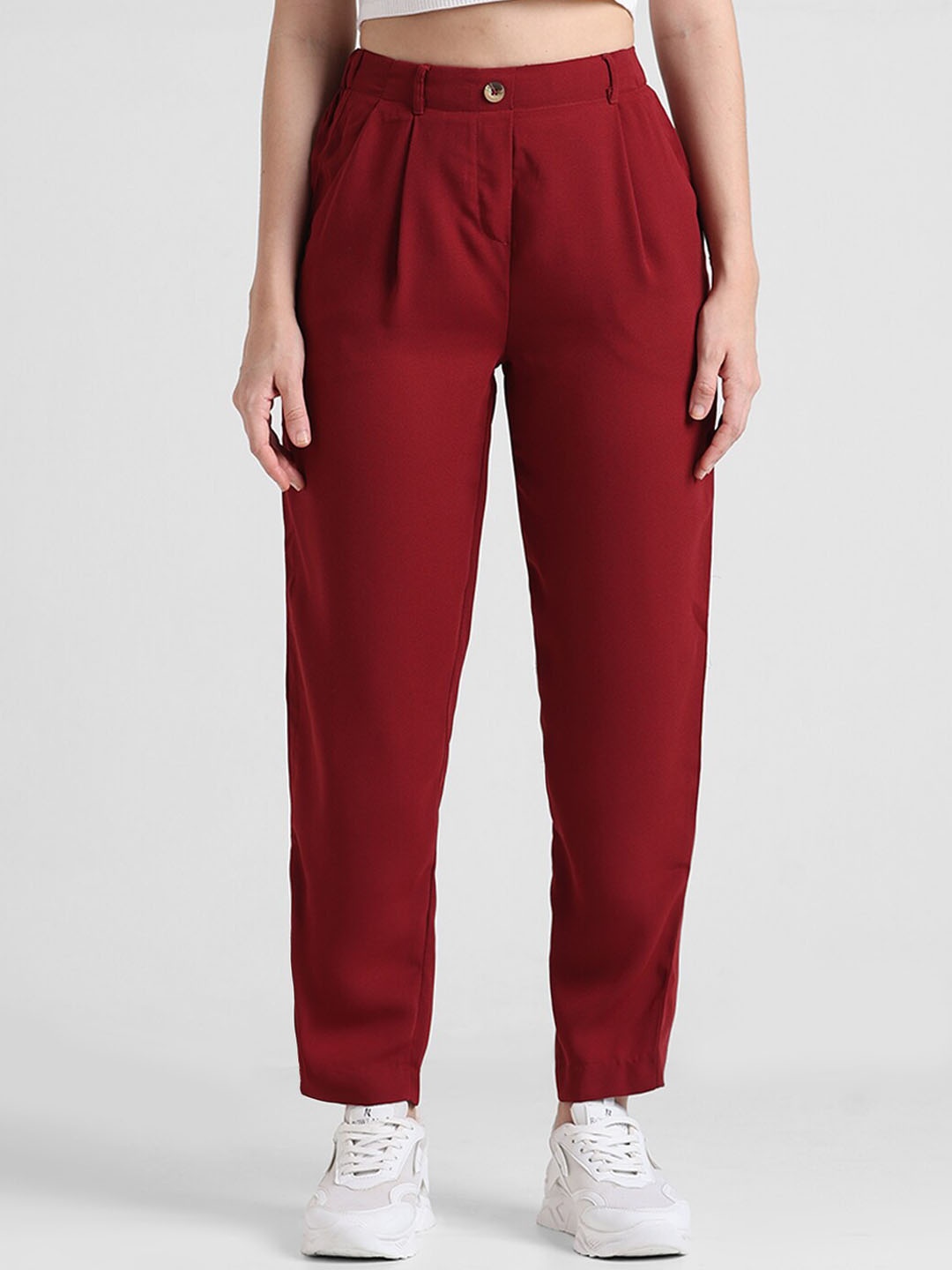 

ONLY Women High-Rise Pleated Trousers, Red