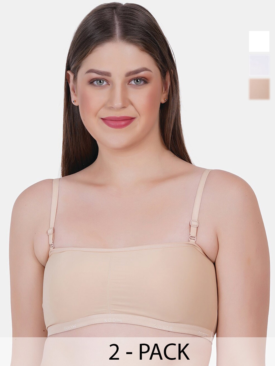 

Reveira Pack Of 2 Medium Coverage All Day Comfort Dry Fit Bandeau Bra, Beige
