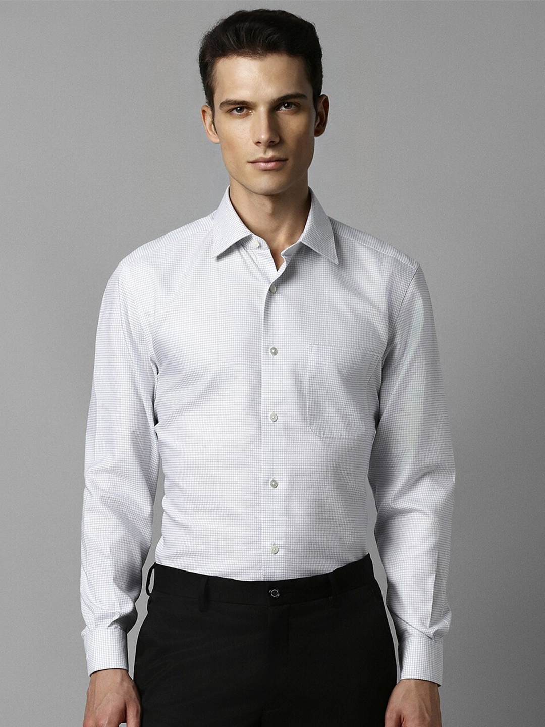 

Louis Philippe Checked Pure Cotton Formal Shirt, White