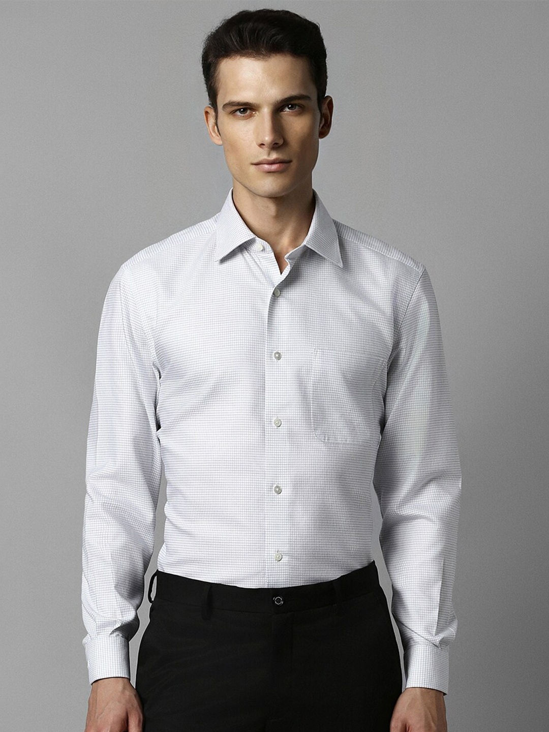 

Louis Philippe Checked Pure Cotton Formal Shirt, White