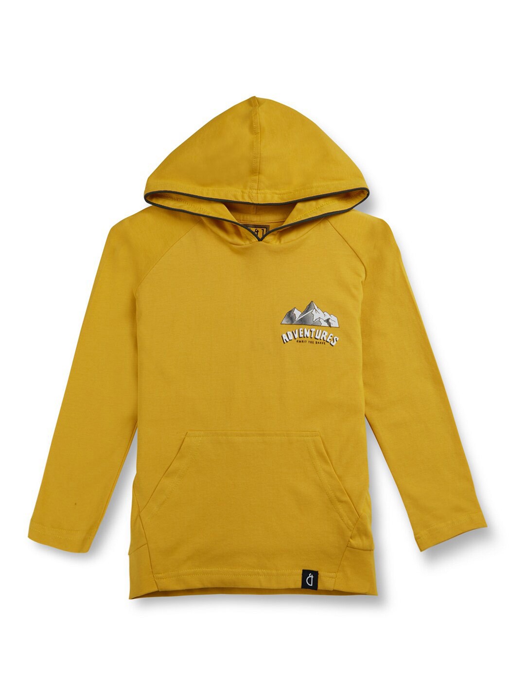 

Gini and Jony Boys Typography Printed Hood Cotton T-shirt, Yellow