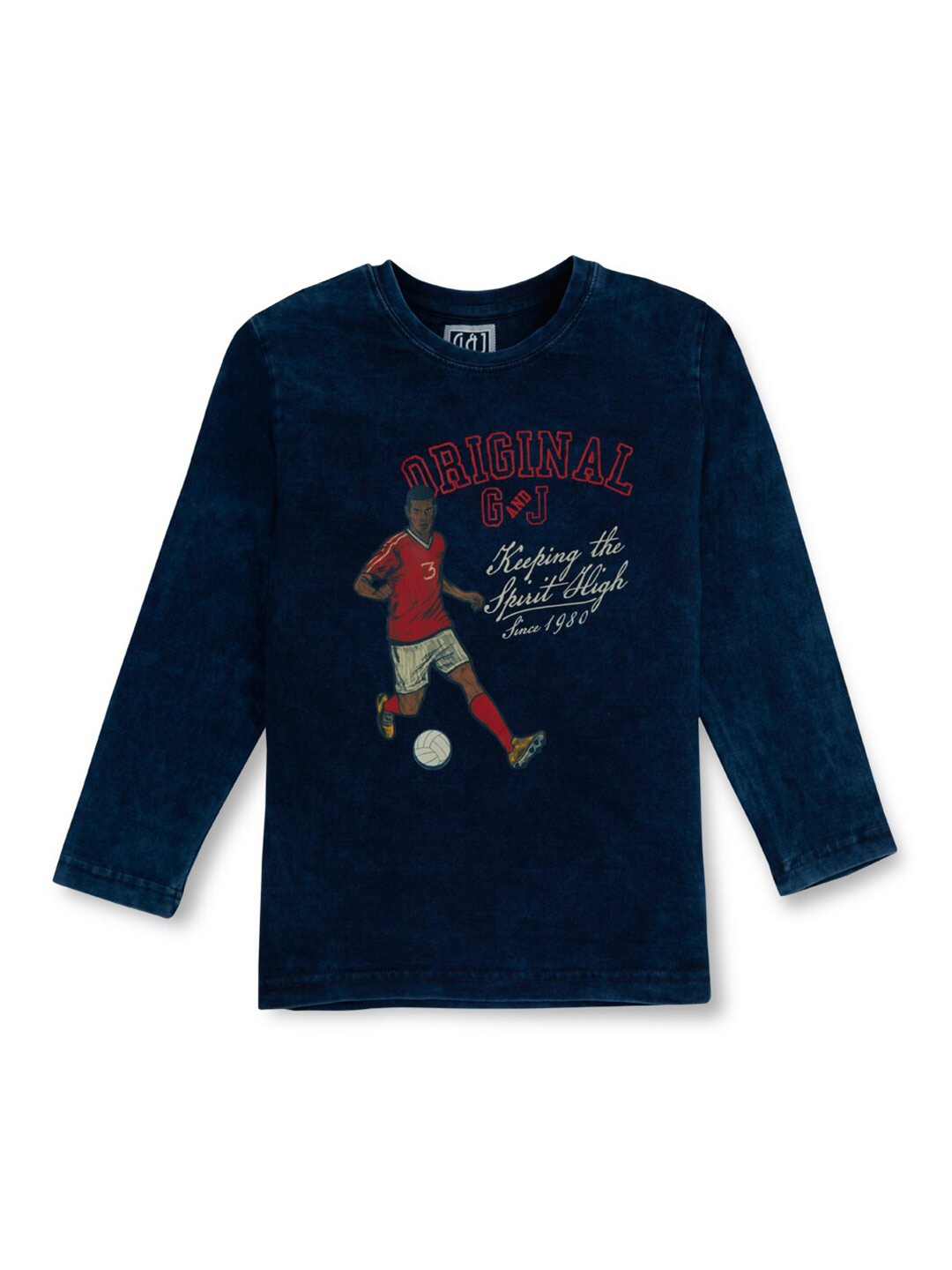 

Gini and Jony Boys Graphic Printed Round Neck Long Sleeves Cotton T-shirt, Navy blue