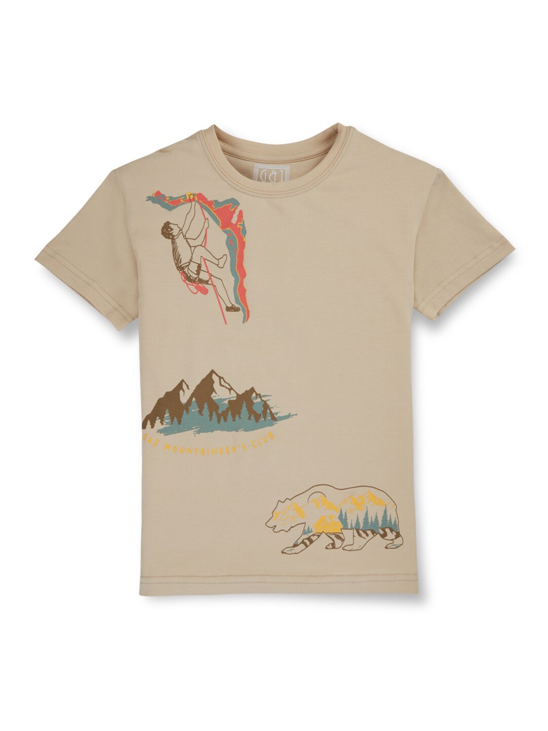 

Gini and Jony Boys Graphic Printed Cotton T-shirt, Brown