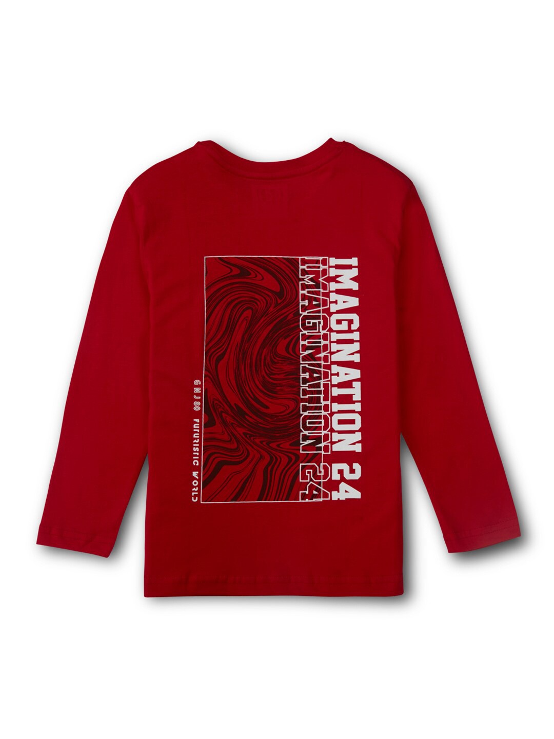 

Gini and Jony Boys Typography Printed Long Sleeves Round Neck Cotton T-shirt, Red