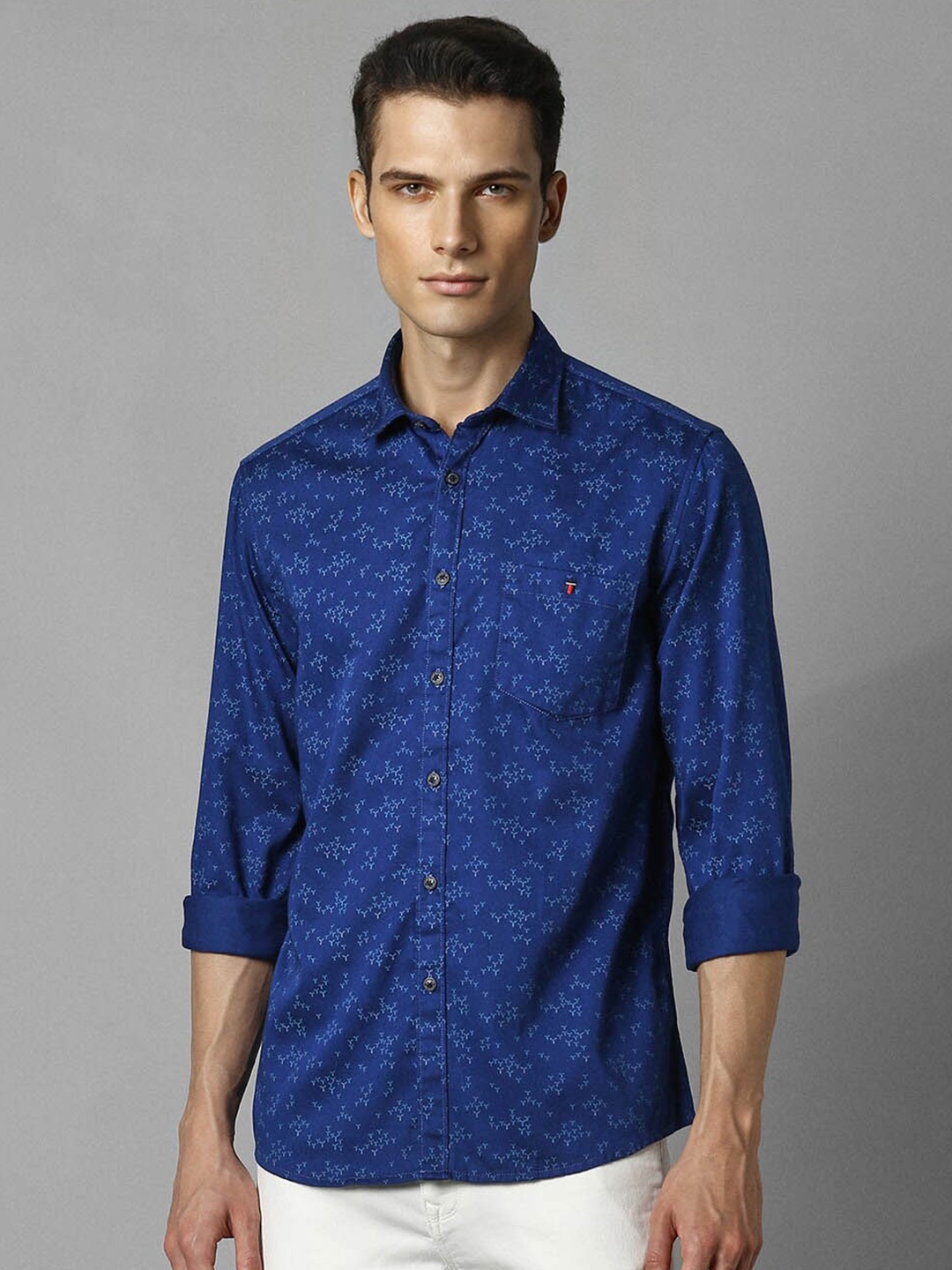 

Louis Philippe Jeans Floral Printed Slim Fit Pure Cotton Shirt, Blue