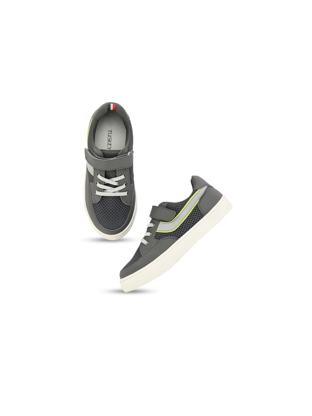 

TUSKEY Boys Mesh Anti Skid Velcro Sneakers, Grey