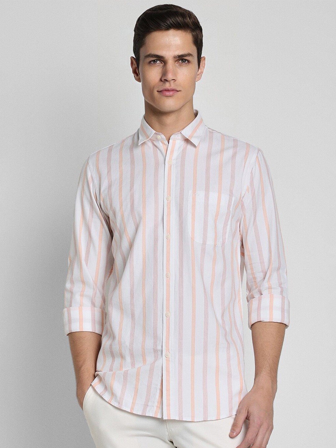 

Peter England Casuals Striped Slim Fit Pure Cotton Shirt, White