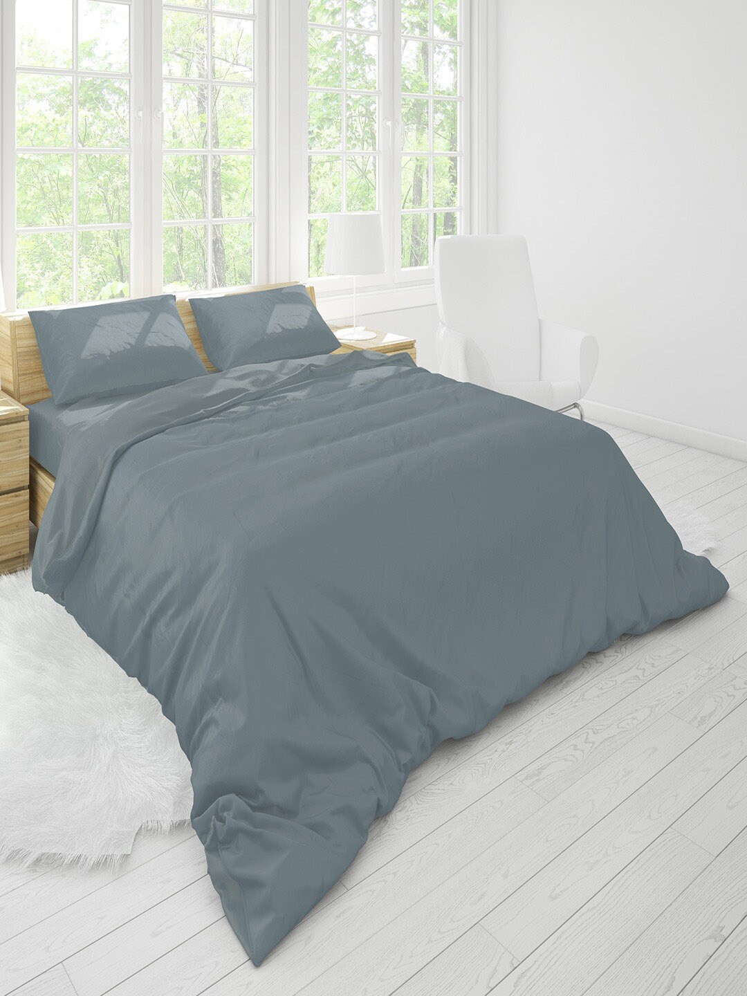 

Himeya Grey 200 TC Cotton Queen Duvet Cover