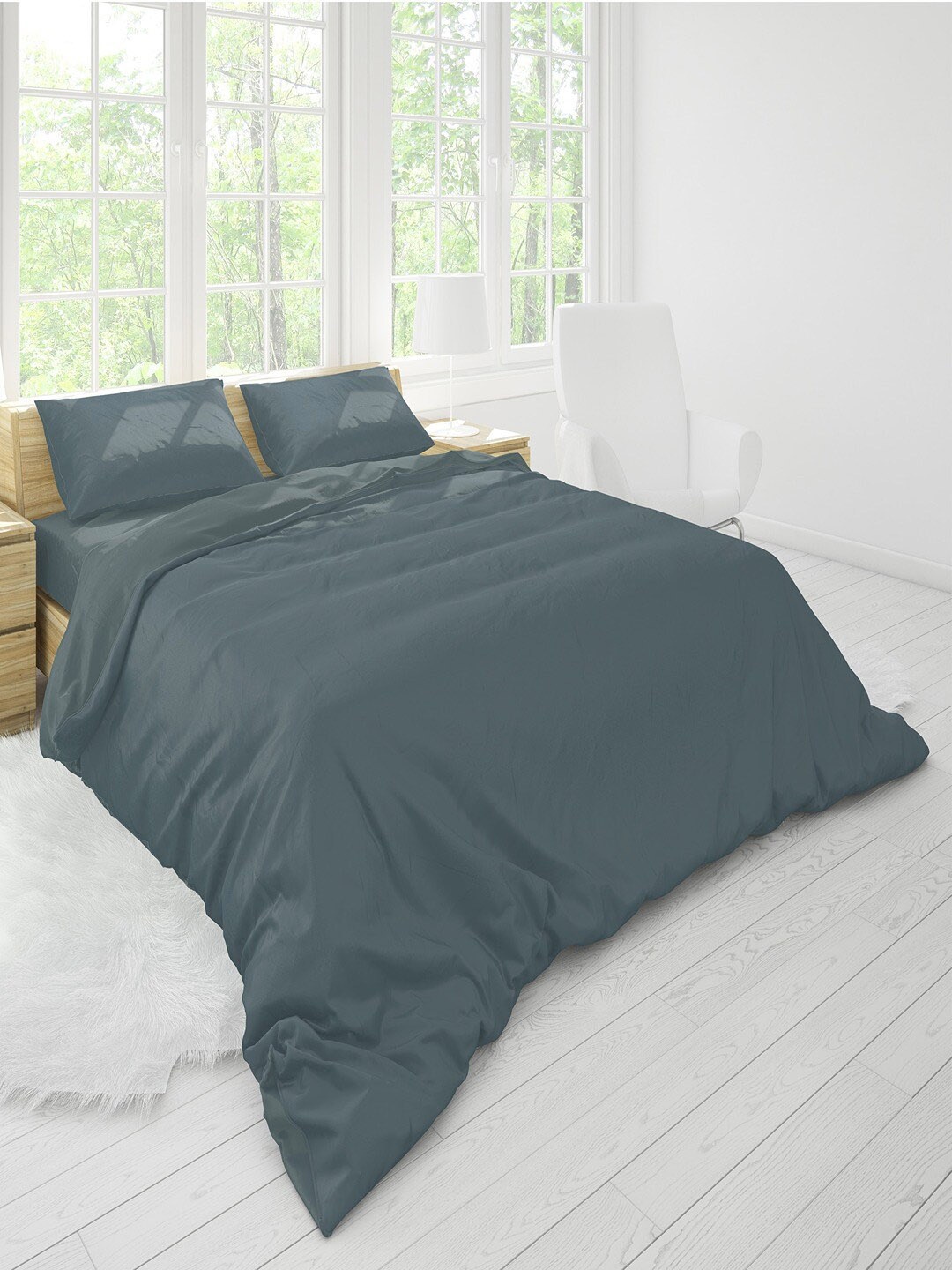 

Himeya Grey 400 TC Cotton Queen Duvet Cover