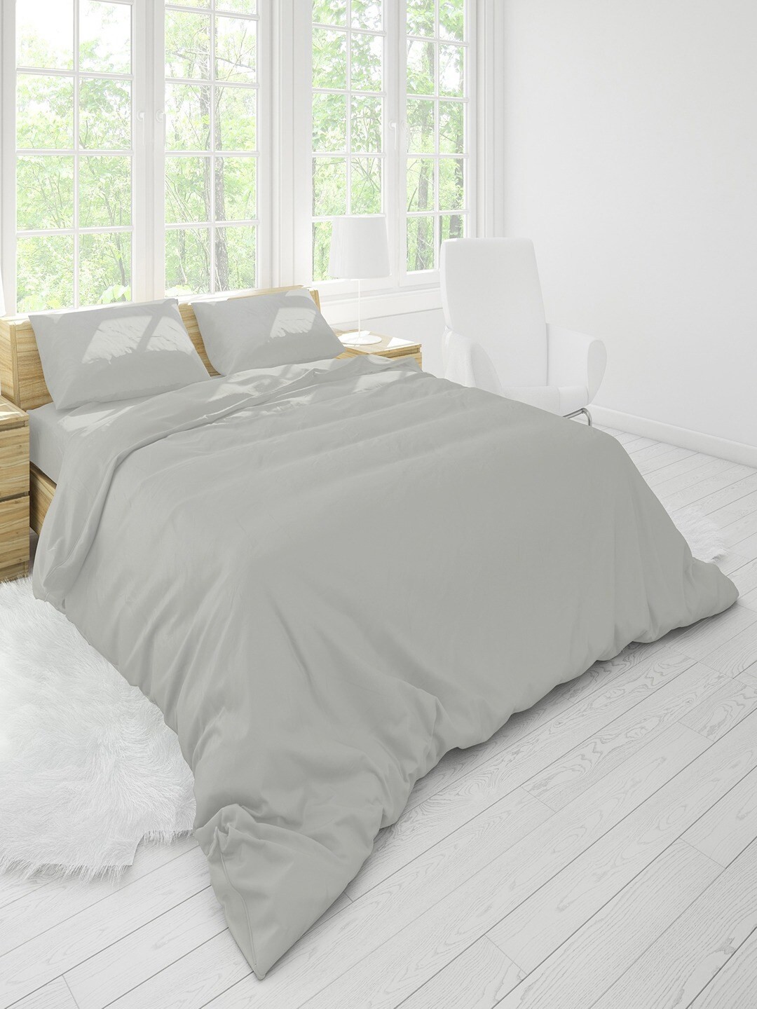 

Himeya Bliss Sateen Grey Pure Cotton 300 TC Queen Duvet Cover