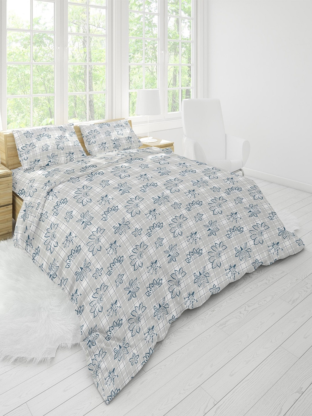 

Himeya Green & Grey Printed Cotton Single Duvet Cover