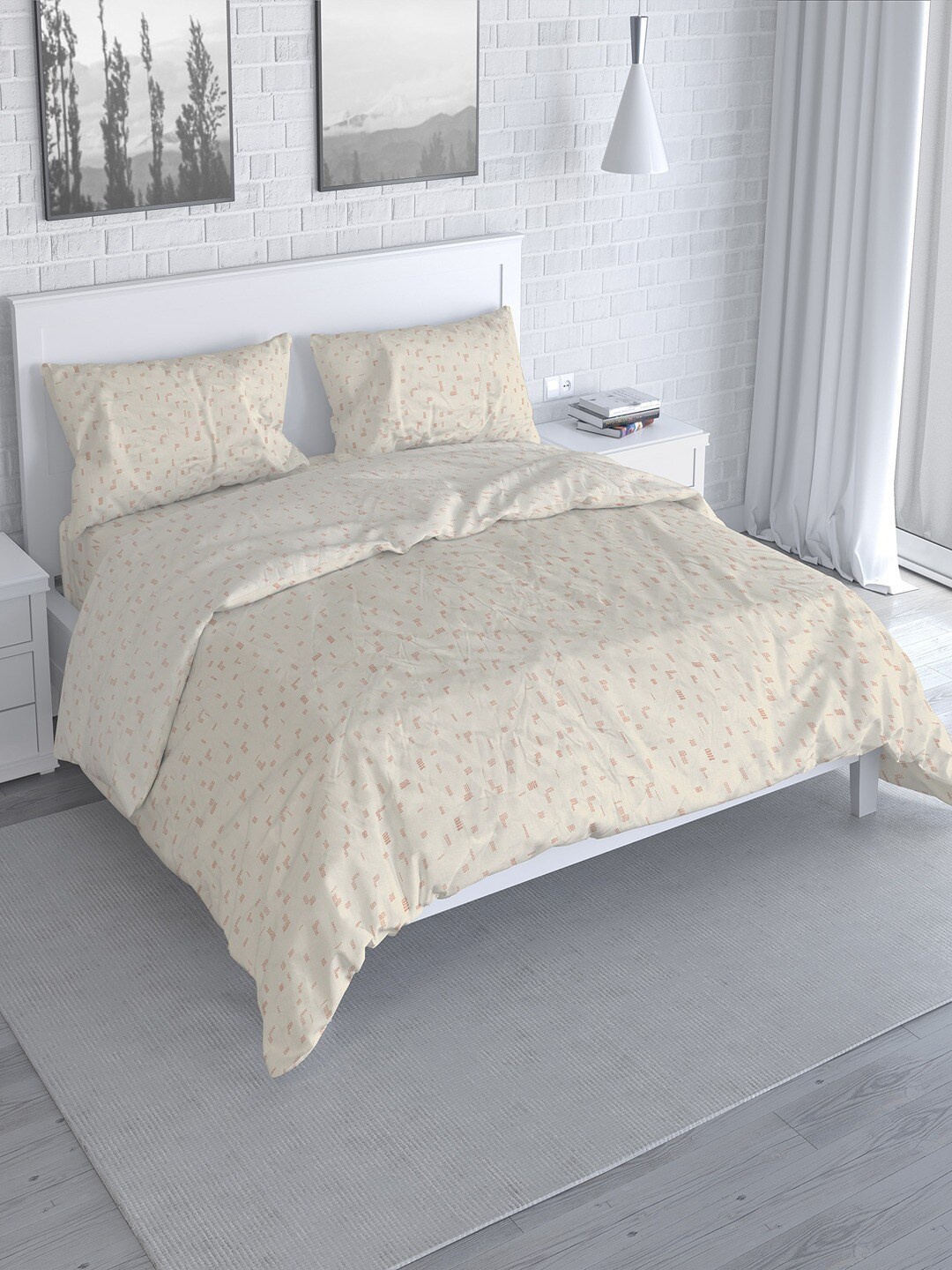 

Himeya Cream 3 Pieces Cotton Duvet Cover, Red
