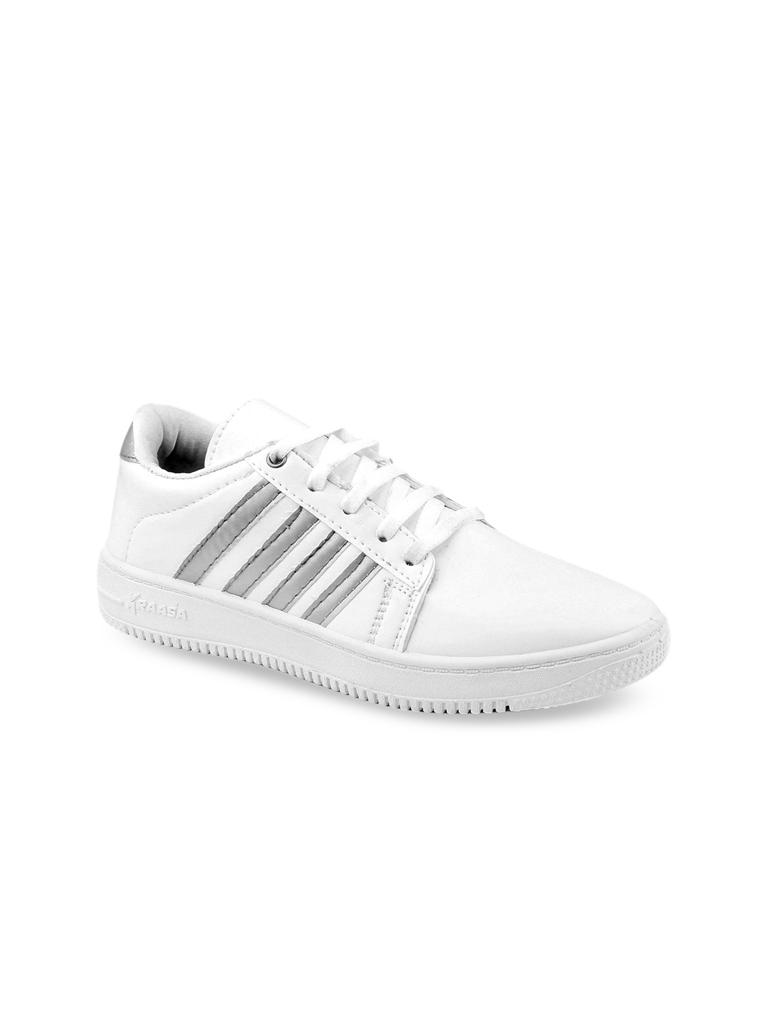 

KRAASA Women Striped Comfort Insole Sneakers, Silver