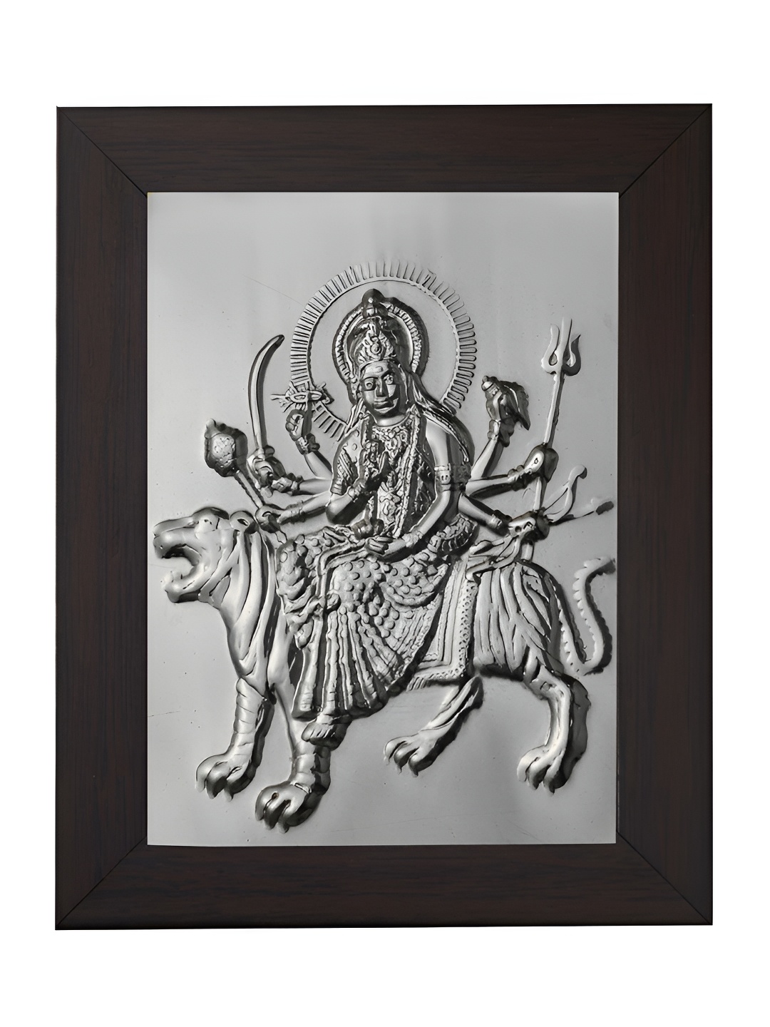 

Pray Everyday Silver Plated Durga Mata Table Photo Frame