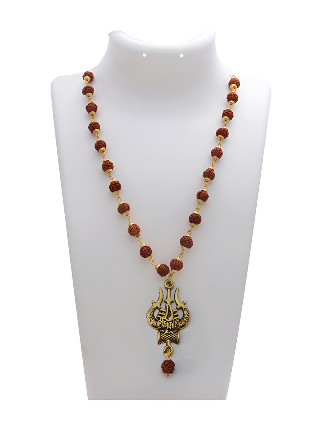 

Pray Everyday Mahakal Trishul Rudraksha Pendant Necklace, Gold