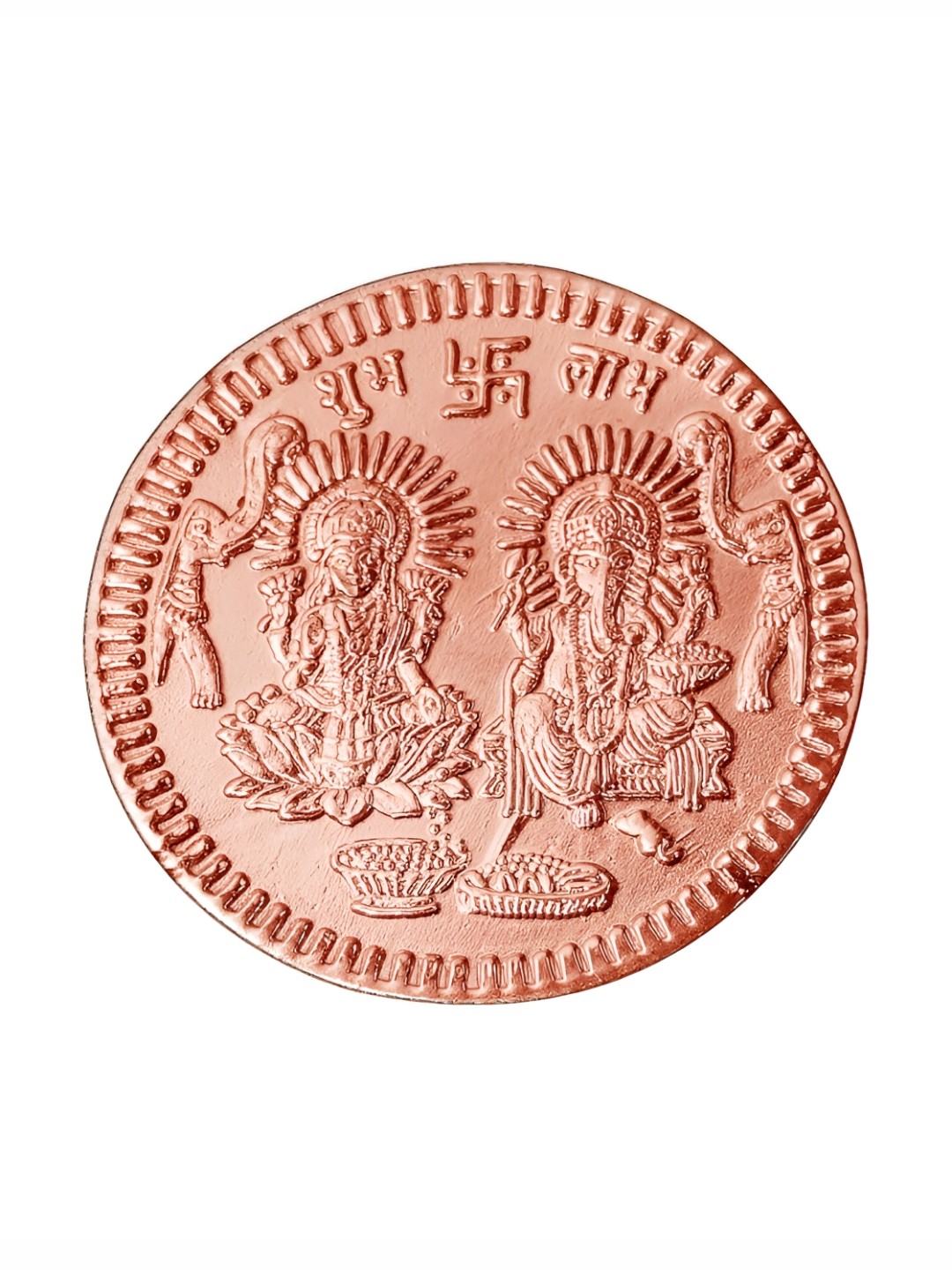 

Pray Everyday Metallic Toned Laxmi Ganesh Sri Yantra Copper Coin