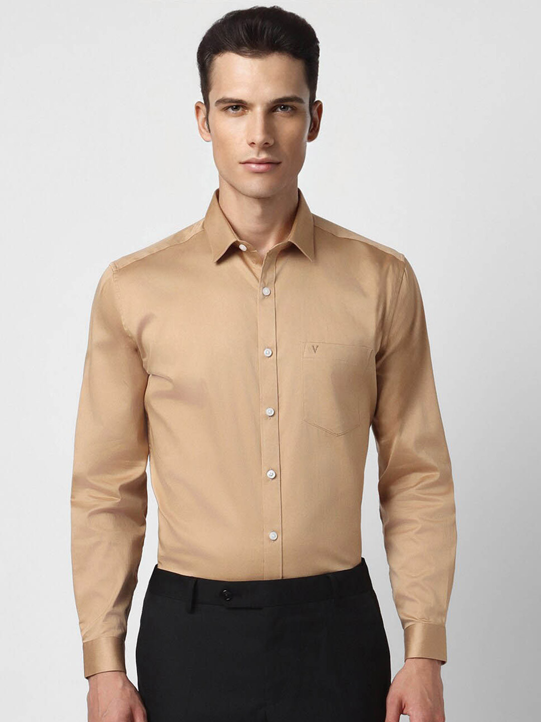 

V Dot Slim Fit Party Shirt, Brown