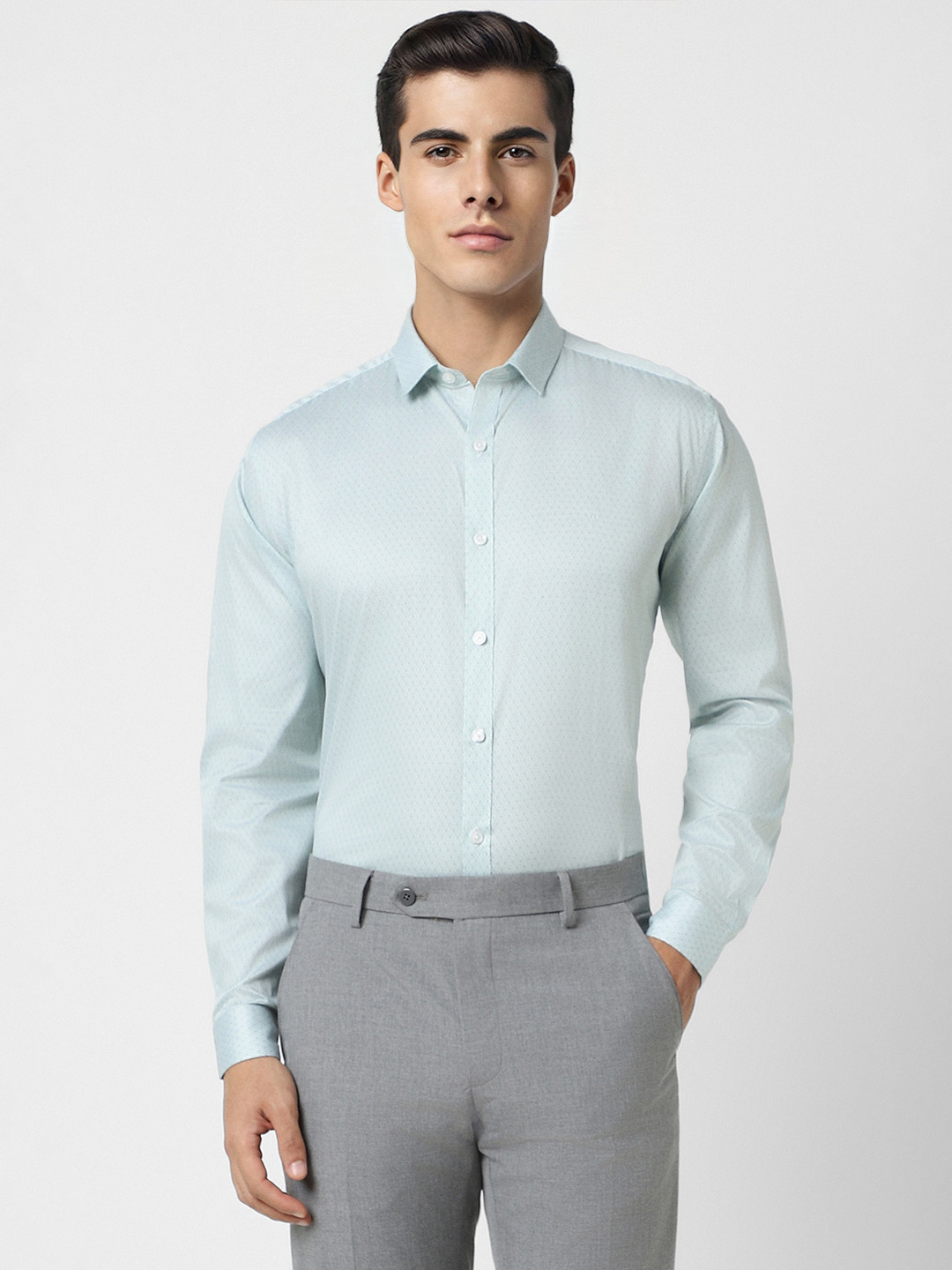 

V Dot Men Blue Slim Fit Printed Party Shirt