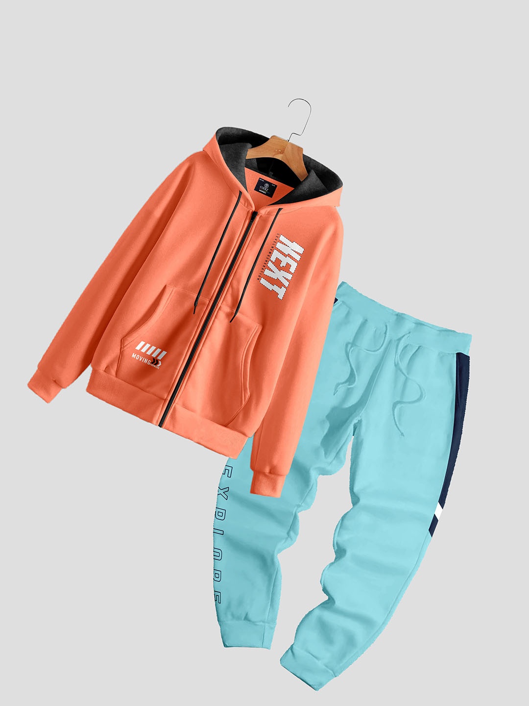 

BAESD Boys Printed Hooded Pure Cotton Sweatshirt With Joggers, Orange