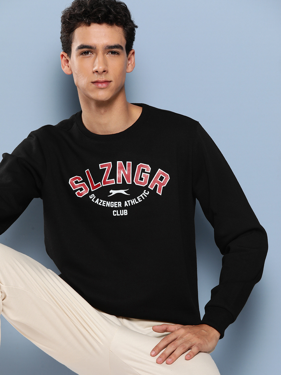 

Slazenger Men Printed Cotton Sweatshirt, Black