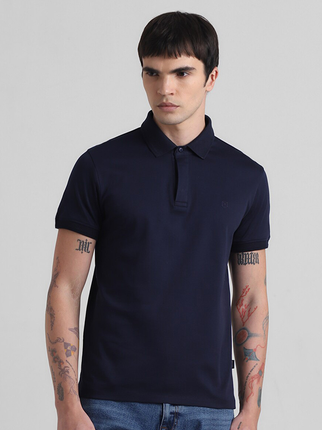 

Jack & Jones Polo Collar Slim Fit Pure Cotton T-shirt, Navy blue