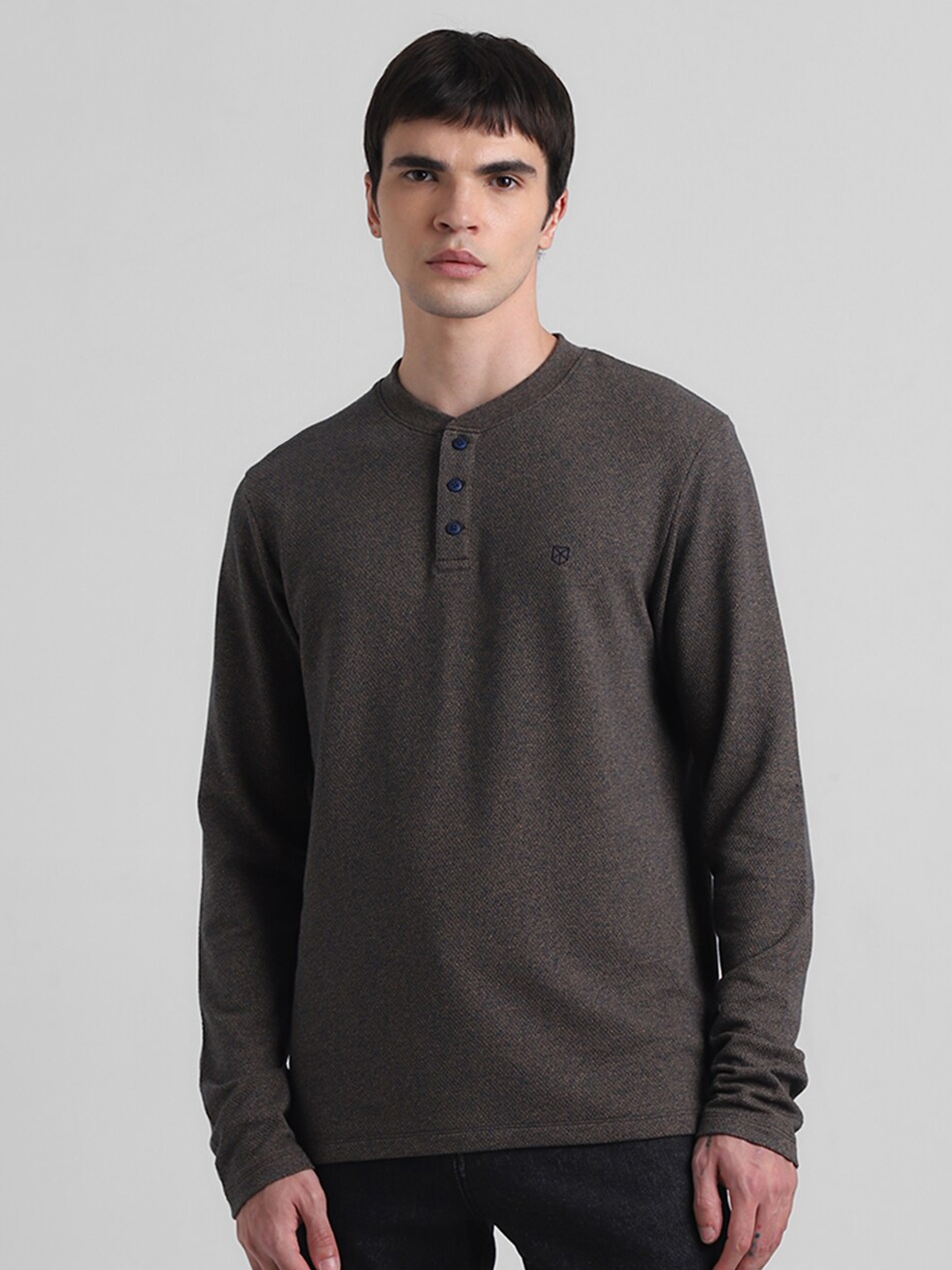 

Jack & Jones Henley Neck T-shirt, Brown