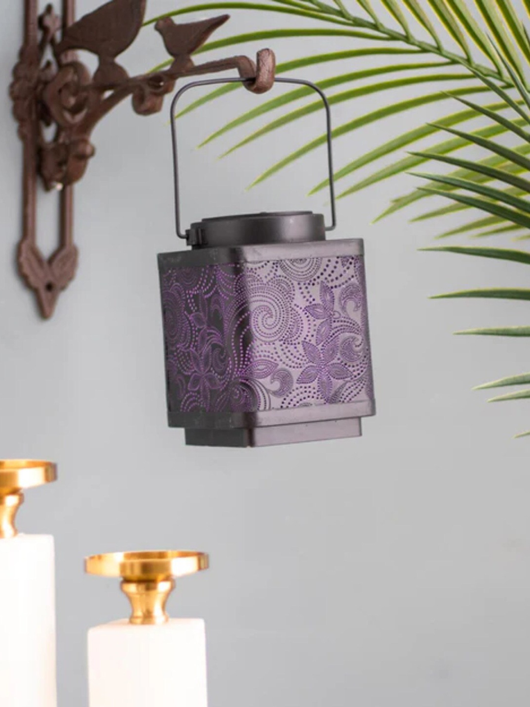 

THEDECORKART Purple & Black Metal Printed Wall Lamp