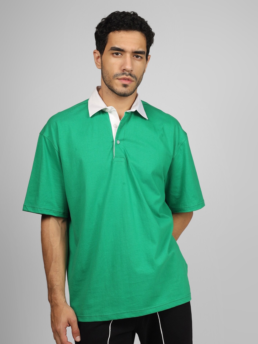 

WEARDUDS Polo Collar Oversized T-shirt, Green