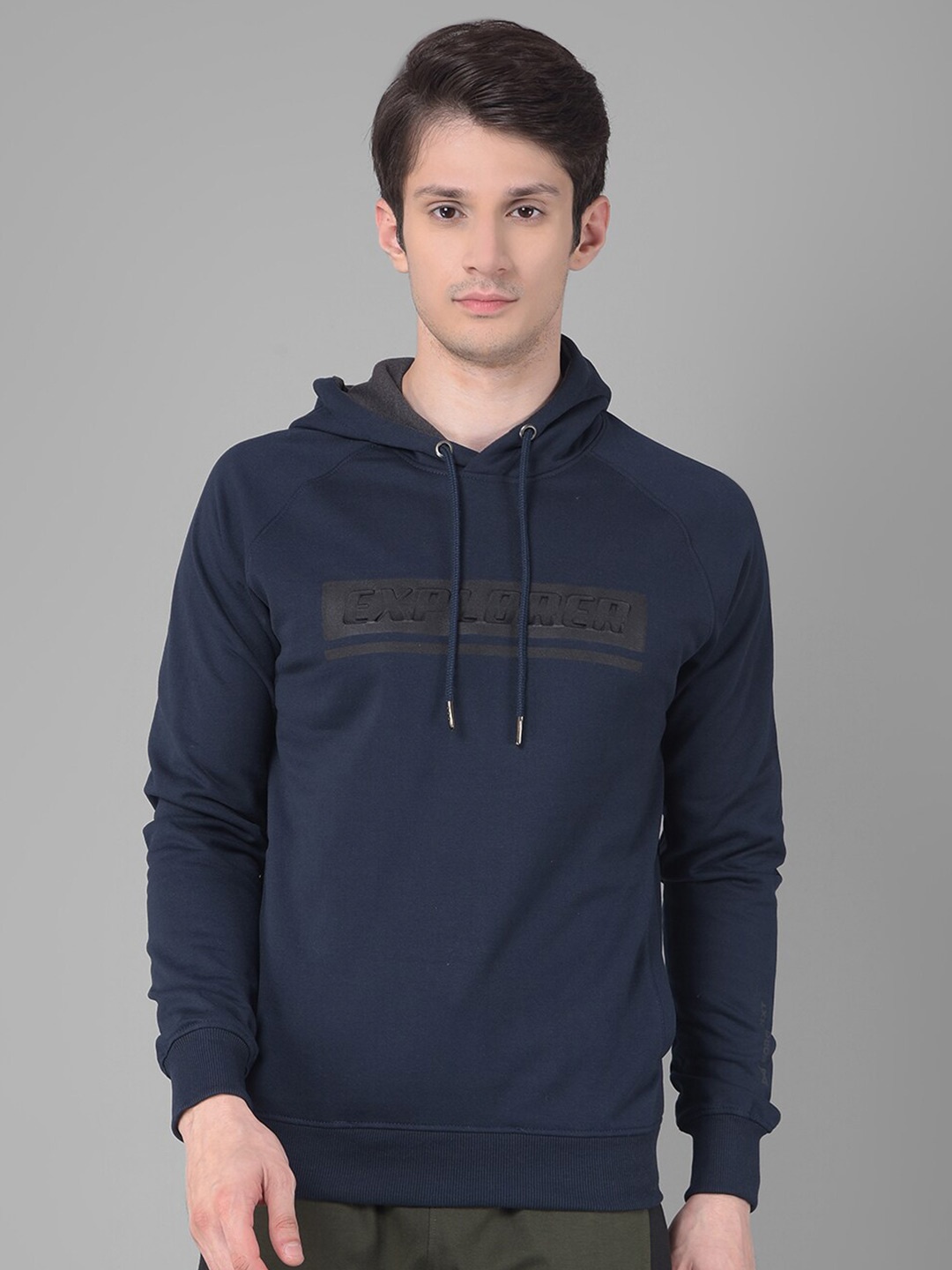 

Force NXT Typography Printed Hooded Cotton Pullover Sweatshirt, Blue